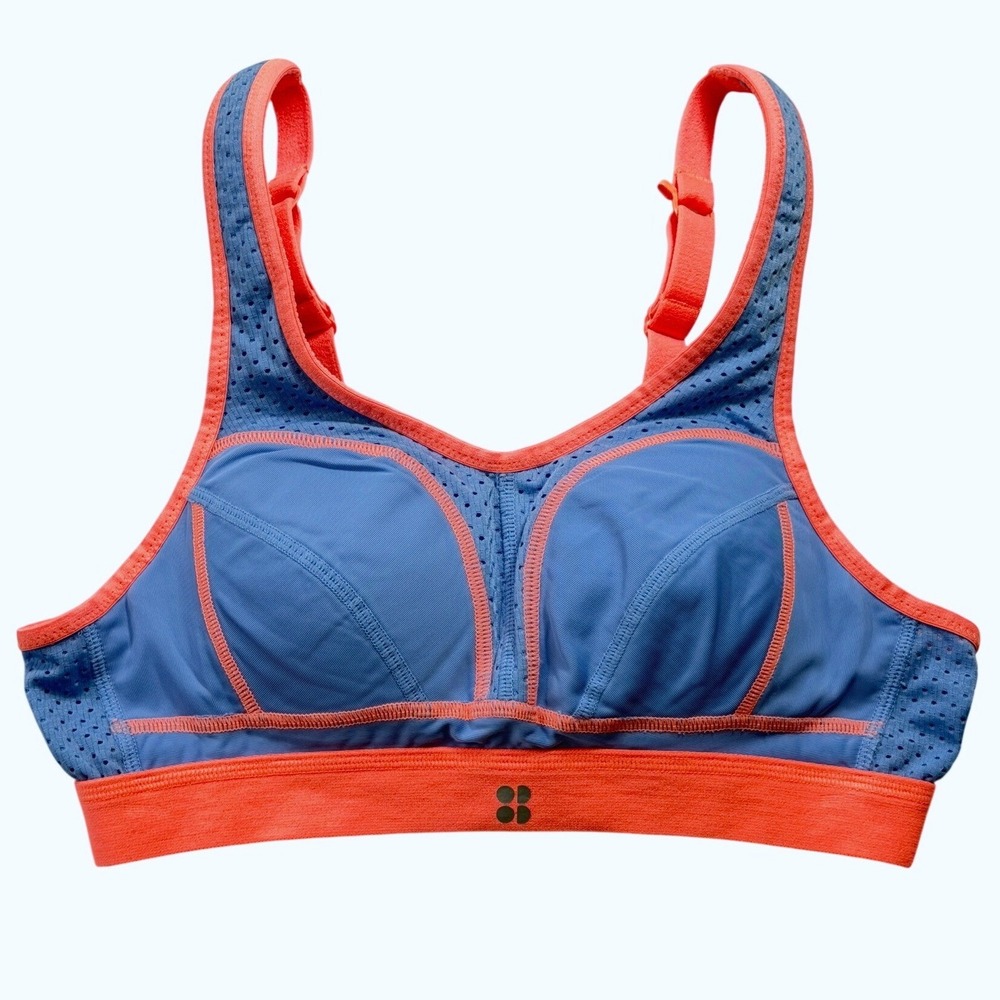 Sweaty Betty Sports Bra Women 32A‎ Blue Orange Victory Run High Support Workout